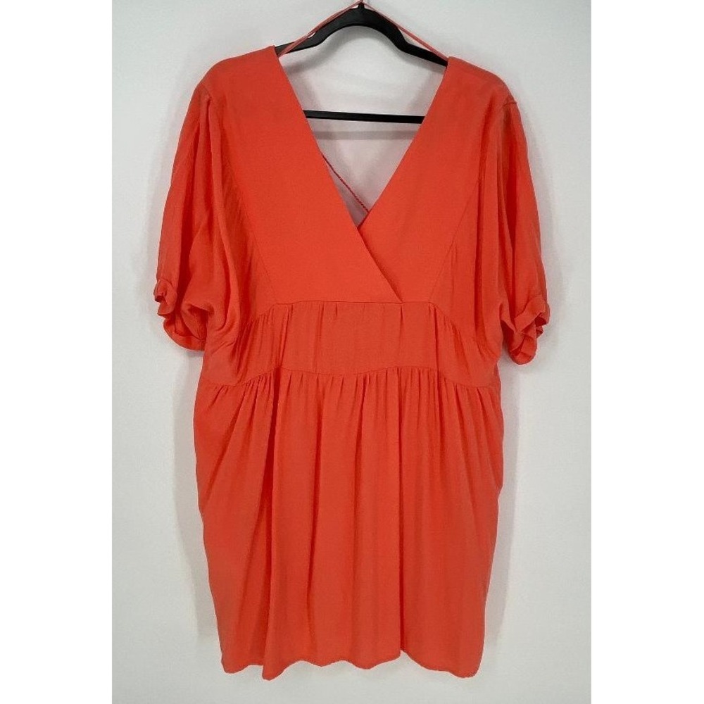 Orange Boho Dress XL Tassel Tie Back Flowy Babydoll Pockets Beachy Flawed Gem